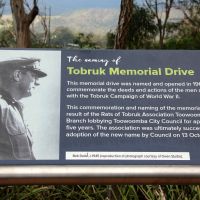 Tobruk Memorial Drive and Brigadier Bob Dodd Lookout Interpretative Board