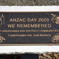 The plaque recognising the commemoration of Anzac Day 2020