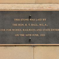 The plaque commemoration the laying of the foundation stone