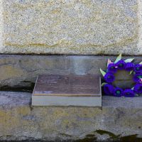 The First World War Centenary plaque at the base of the Memorial