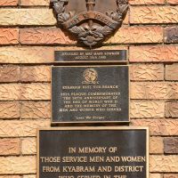 The Legacy emblem, with beneath, the unveiling plaque, the commemoration plaque for the 50th anniversary of the end of the SWW, and the plaque commemorating those who served in Vietnam