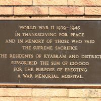 The plaque acknowledging the raising of funds for a War Memorial Hospital