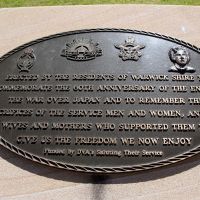 Warwick War Memorial 60th Anniversary of the End of the War Over Japan Commemorative Plaque