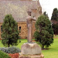 HMAS Voyager Commemorative Plinth and Sculpture with the Naval Memorial Chapel of St Mark in the Background