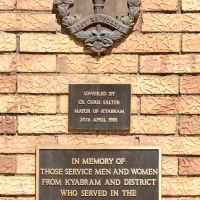 The unveiling plaque and plaque commemorating those who served in Korea and South East Asia