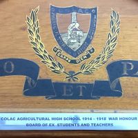 Colac Agricultural High School 1914-1918 Honour Board