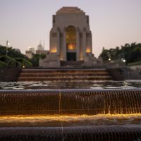 Memorial during evening golden hour.