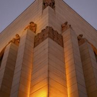 Memorial during evening golden hour.