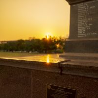 Memorial during morning golden hour.