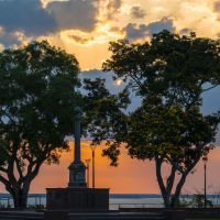 Memorial during evening golden hour.