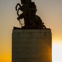 Memorial during morning golden hour.