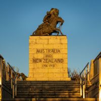 Memorial during morning golden hour.