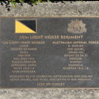 The plaque for 10th Australian Light Horse Regiment