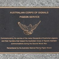 The plaque commemorating the Australian Signals Corps Pigeon Service of the Second World War