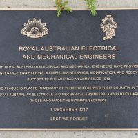 The plaque commemorating the Royal Australian Electrical and Mechanical Engineers