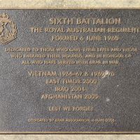 The plaque commemorating the 6th Battalion, Royal Australian Regiment