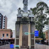 Shows location of the names of three brothers from the Pickering family