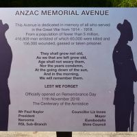 Anzac Memorial Avenue dedication panel