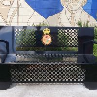 Park seating, with the logo of the Vietnam Veterans' Association