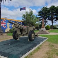 The M2A2 105-millimetre howitzer in place in the park
