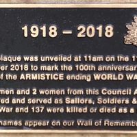 Armistice Memorial Plaque