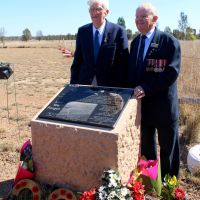 RAAF Leyburn Airfield Monument 15 August 2015 unveiling - 200 Special Flight Veterans - Ian Lang Ground Crew & James Banks OAM MiD Flight Crew