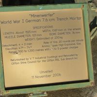 Clifton War Memorial - German WWI Trench Mortar Plaque