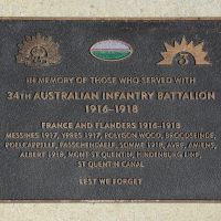 The plaque commemorating the 34th Australian Infantry Battalion of the First World War
