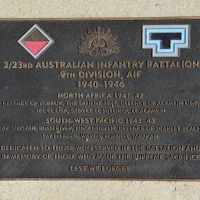 The plaque commemorating the 2/23rd Australian Infantry Battalion of the Second World War