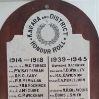 Karara & District WW1 & WW2 Honour Roll located in the Karara Hall