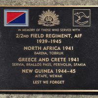 The plaque commemorating the 2/2nd Field Regiment of the Second World War