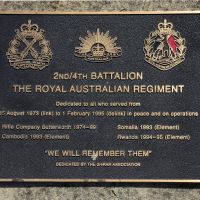 The plaque commemorating the 2nd/4th Battalion of The Royal Australian Regiment