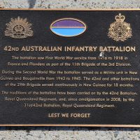 The plaque commemorating the 42nd Australian Infantry Battalion of the First World War