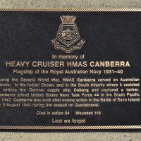 The plaque commemorating the heavy cruiser HMAS Canberra