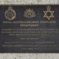The plaque commemorating the Royal Australian Army Chaplains Department