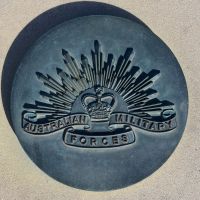 The Australian Army emblem on the National Service Memorial