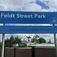 Feldt Street Park information panel on the War service of Eric Feldt