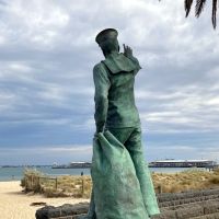 "Answering The Call" Naval Statue Looking towards Station Pier and Located on Beach Street Port Melbourne Opposite the Original Site of HMAS Lonsdale