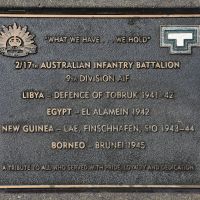The plaque commemorating the 2/17th Australian Infantry Battalion of the Second World War