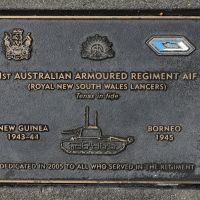 The plaque commemorating the 1st Australian Armoured Regiment AIF of the Second World War