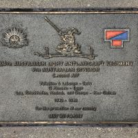 The plaque commemorating the 2/4th Australian Light Anti-Aircraft Regiment