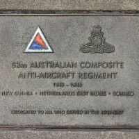 The plaque commemorating the 53rd Australian Composite Anti-Aircraft Regiment