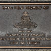 The plaque commemorating the 2/11th Field Regiment AIF of the Second World War