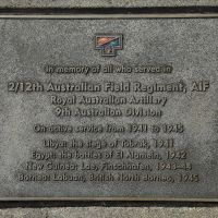 The plaque commemorating the 2/12th Field Regiment AIF of the Second World War