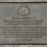 The plaque commemorating the 17th Australian Field Company RAE of the Second World War