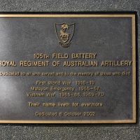 The plaque commemorating the 105th Field Battery, Royal Regiment of Australian Artillery