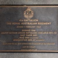 The plaque commemorating the 4th Battalion The Royal Australian Regiment