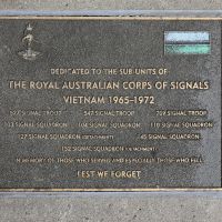 The plaque commemorating the Royal Australian Corps of Signals Vietnam 1965-1972