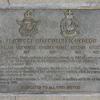 The plaque commemorating No 21 (City of Melbourne) Squadron RAAF of the Second World War