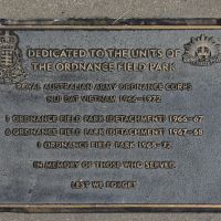 The plaque commemorating the Ordnance Field Park Vietnam